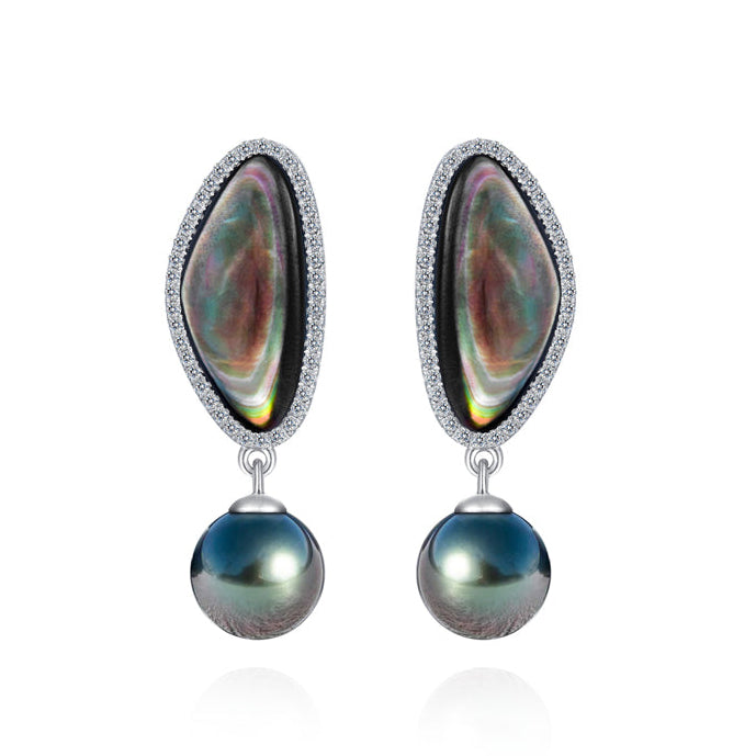 Boucles d'Oreilles Perles Noires de Tahiti Argent 925