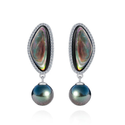 Boucles d'Oreilles Perles Noires de Tahiti Argent 925