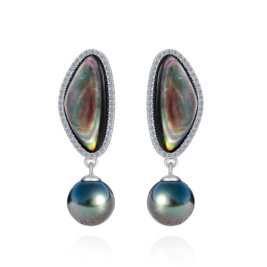 Boucles d'Oreilles Perles Noires de Tahiti Argent 925