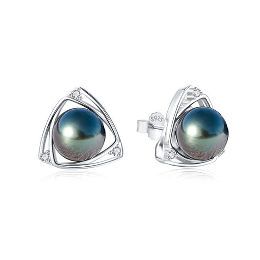 Boucles d'Oreilles Perles de Tahiti Argent 925 Moissanite