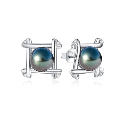 Boucles d'Oreilles Perle de Tahiti Noire AAA/AAAA Argent 925