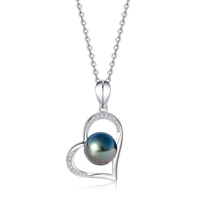 Pendentif Cœur Perle de Tahiti Argent 925 Zircon