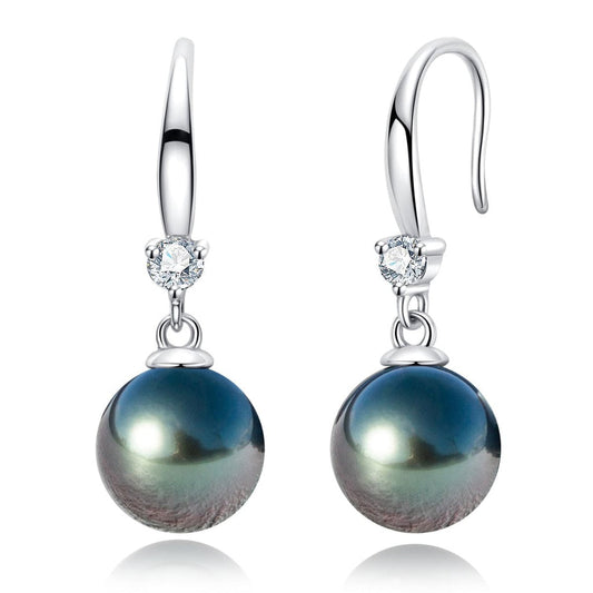 Boucles d'Oreilles Perle de Tahiti Argent & Moissanite