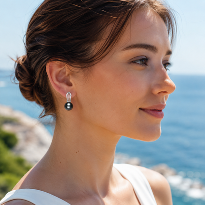 Boucles d'Oreilles Perle de Tahiti Argent Clip