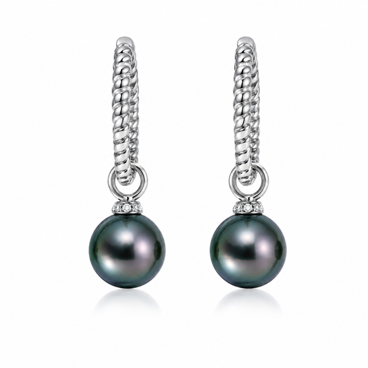 Boucles d'Oreilles Perle de Tahiti Baroque Argent 2-en-1