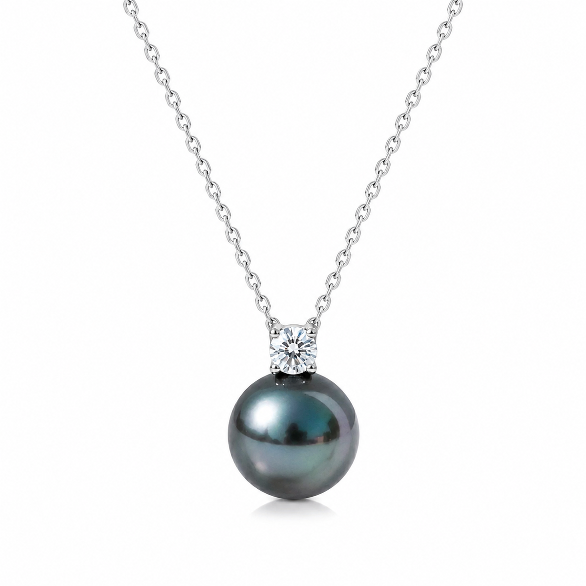Pendentif Perle de Tahiti Or Blanc & Moissanite
