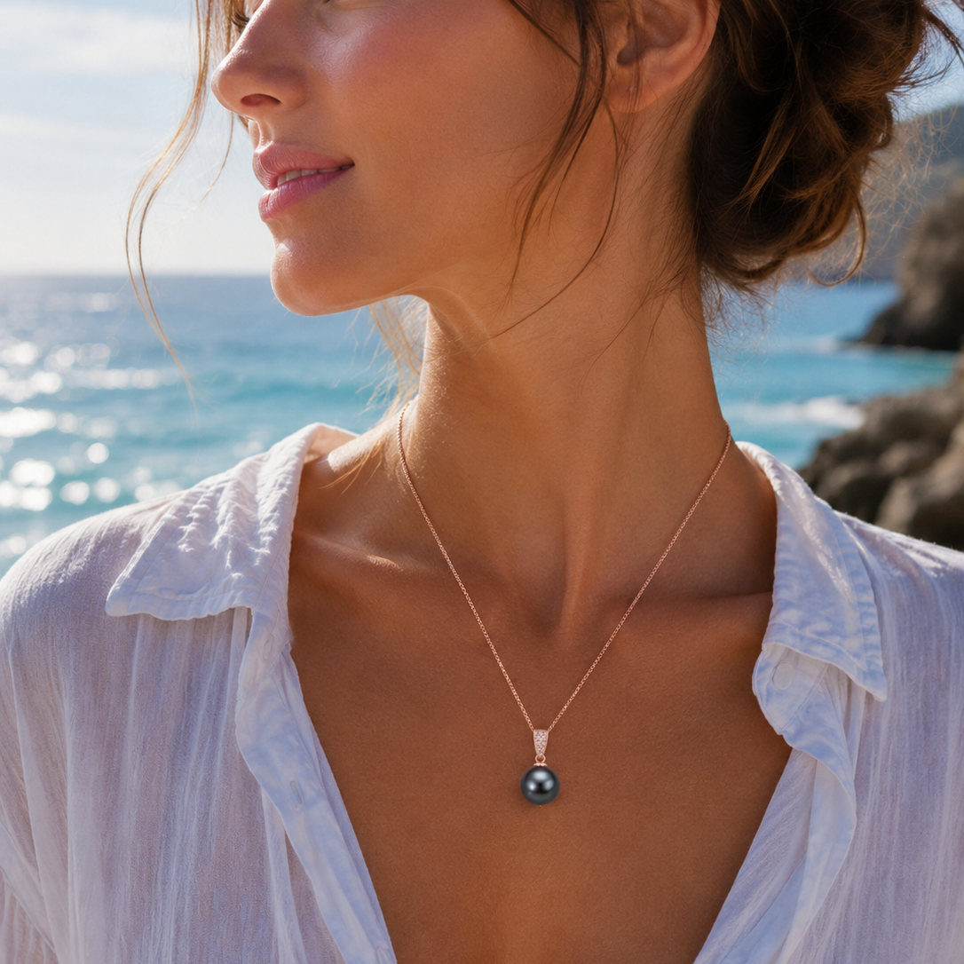 Pendentif Perle de Tahiti Or 18K & Diamant
