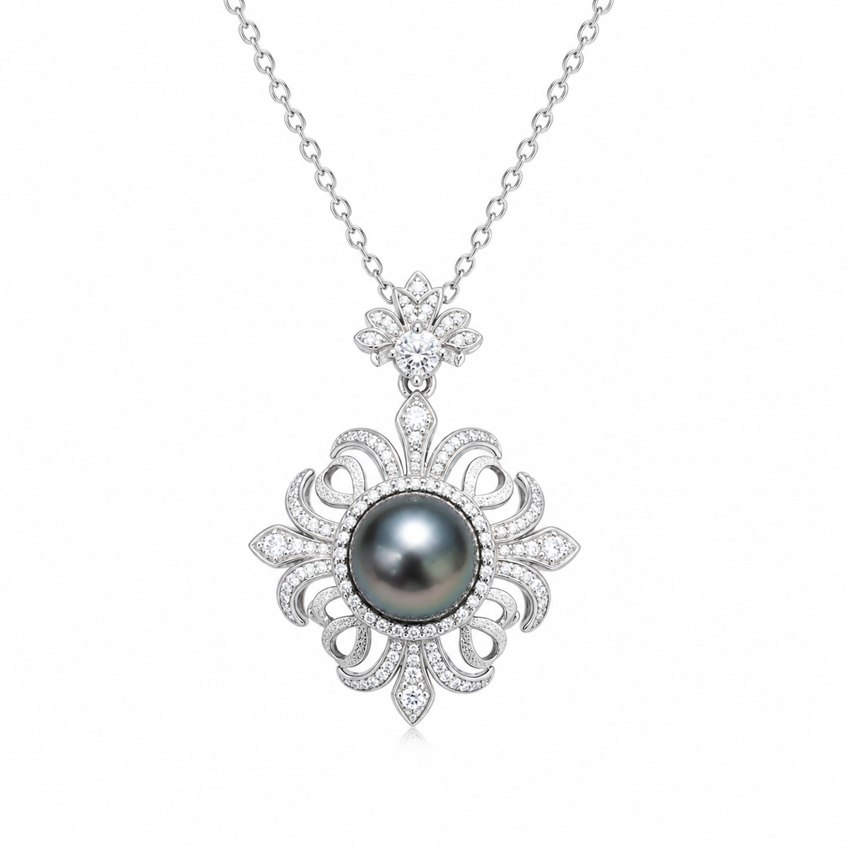 Pendentif Perle de Tahiti Iris Diamant Argent