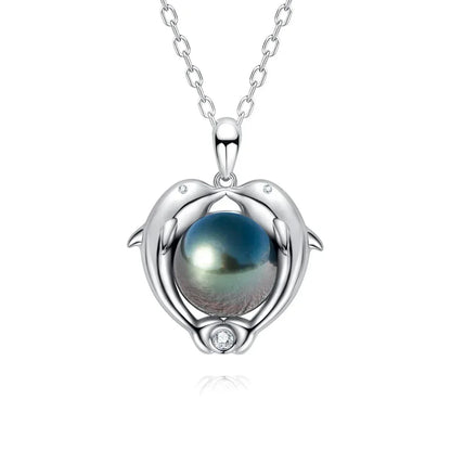 Pendentif Perle de Tahiti Dauphins Argent