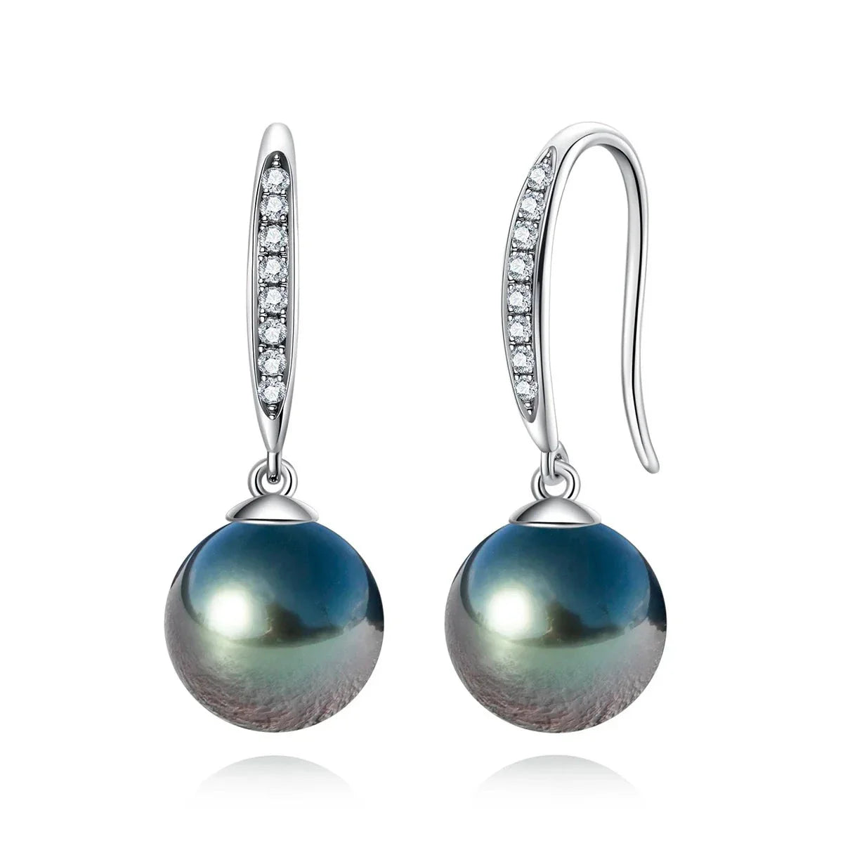 Dormeuses Perle de Tahiti Or Blanc et Moissanite