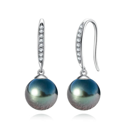 Dormeuses Perle de Tahiti Or Blanc et Moissanite
