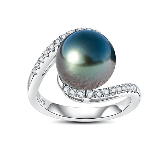 Bague Perle de Tahiti Argent & Moissanites
