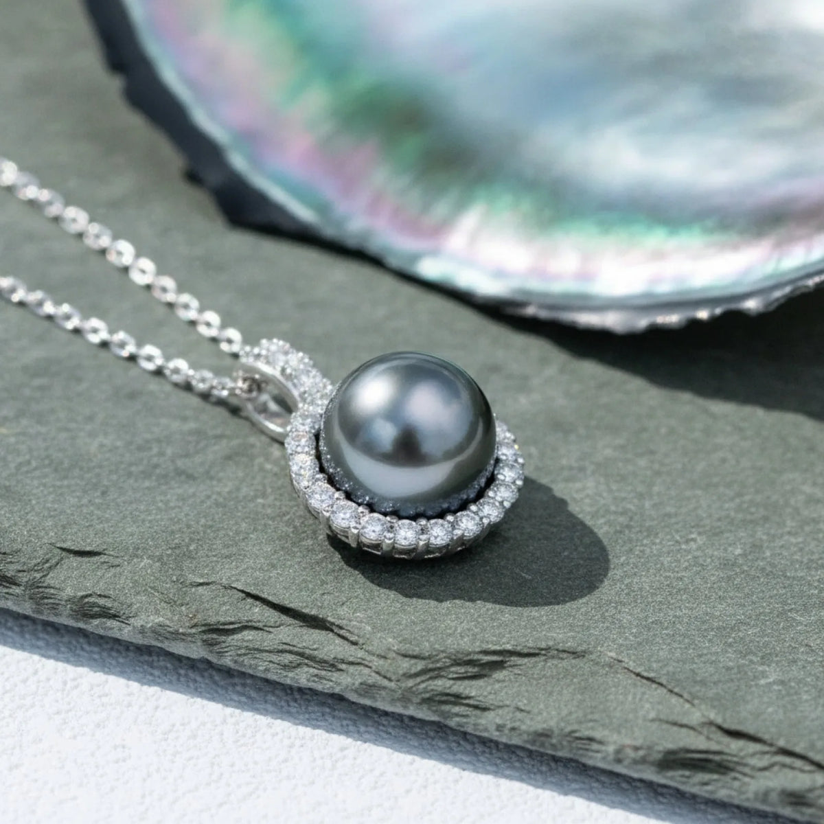 Pendentif Perle de Tahiti Argent & Moissanite