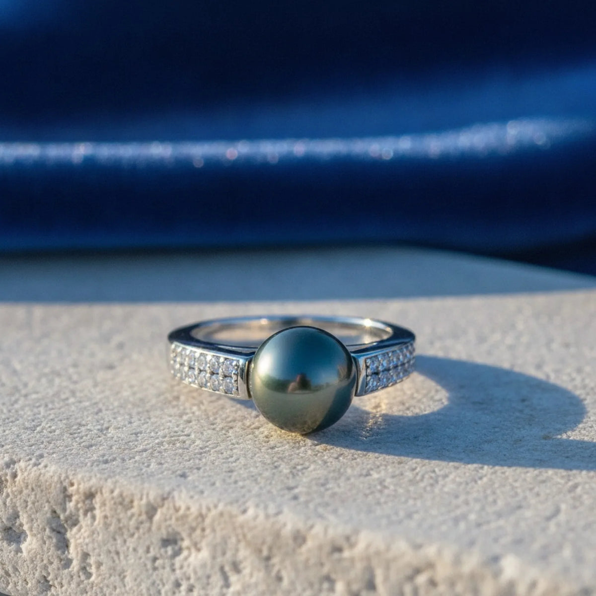 Bague Émilie Argent Perle de Tahiti Noire AAA