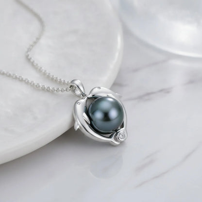 Pendentif Perle de Tahiti Dauphins Argent