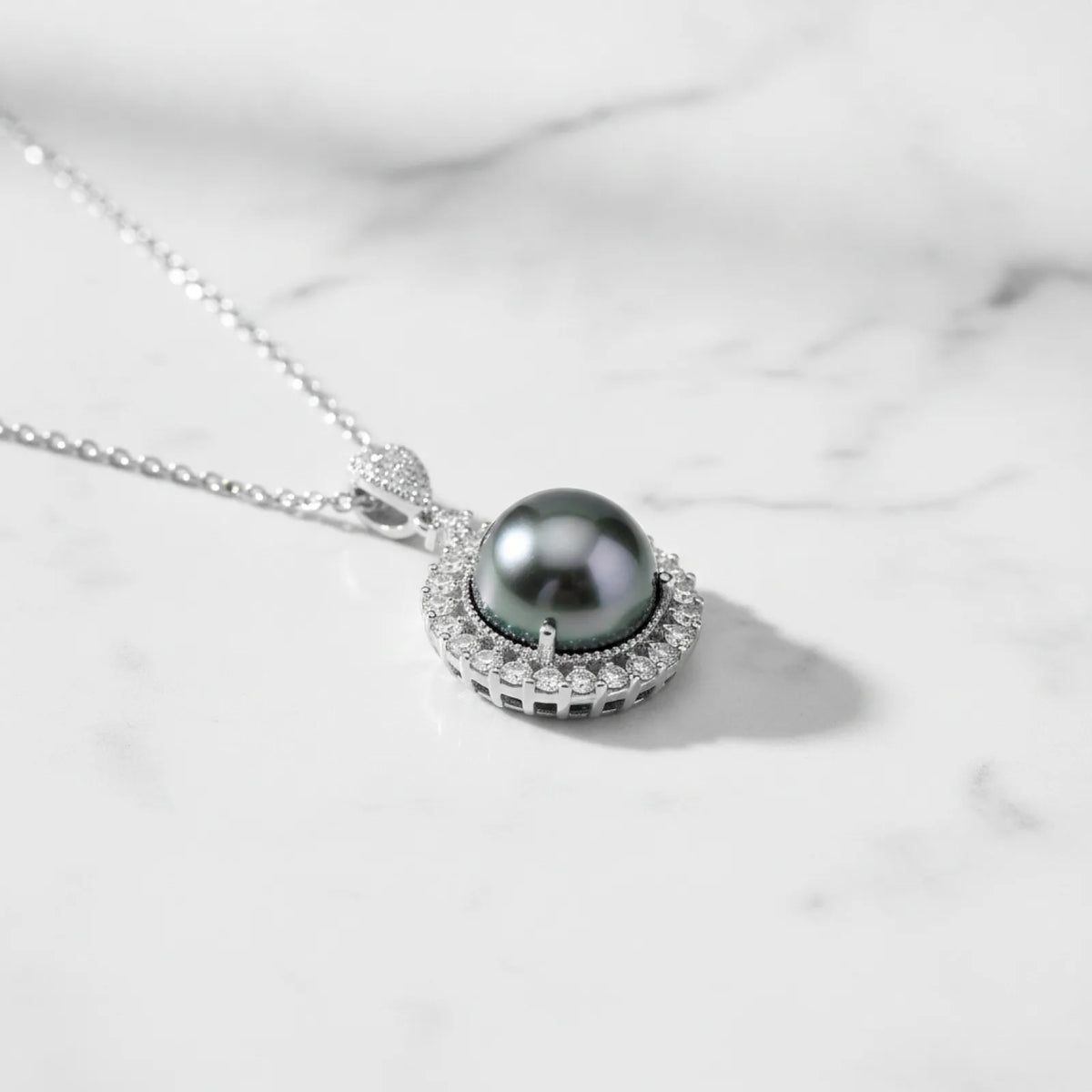 Pendentif Perle de Tahiti & Diamant Moissanite Argent 925