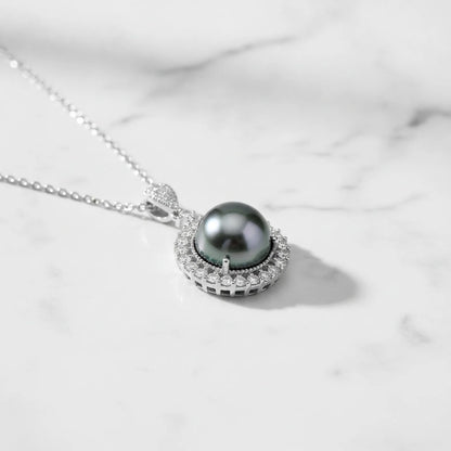 Pendentif Perle de Tahiti & Diamant Moissanite Argent 925