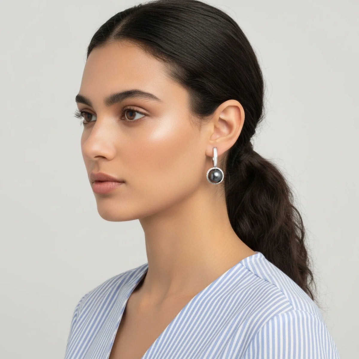 Boucles d'Oreilles Perle de Tahiti Argent 925 Lauri