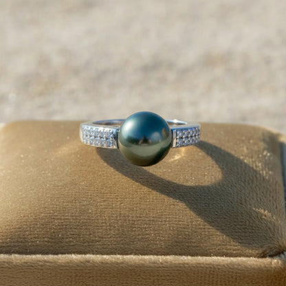 Bague Émilie Argent Perle de Tahiti Noire AAA