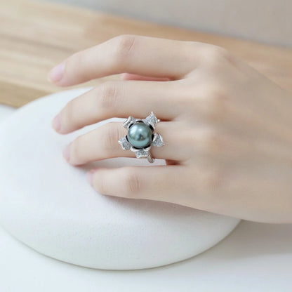 Bague Perle de Tahiti Camille Argent & Zircons
