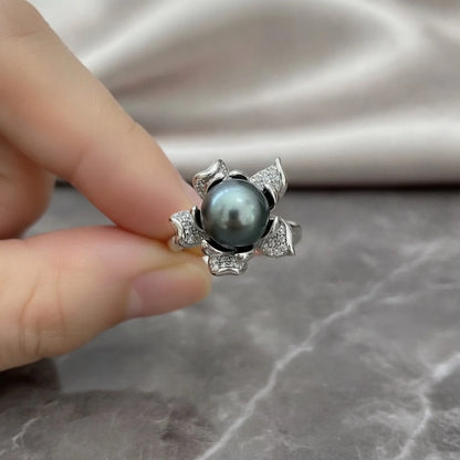 Bague Perle de Tahiti Camille Argent & Zircons
