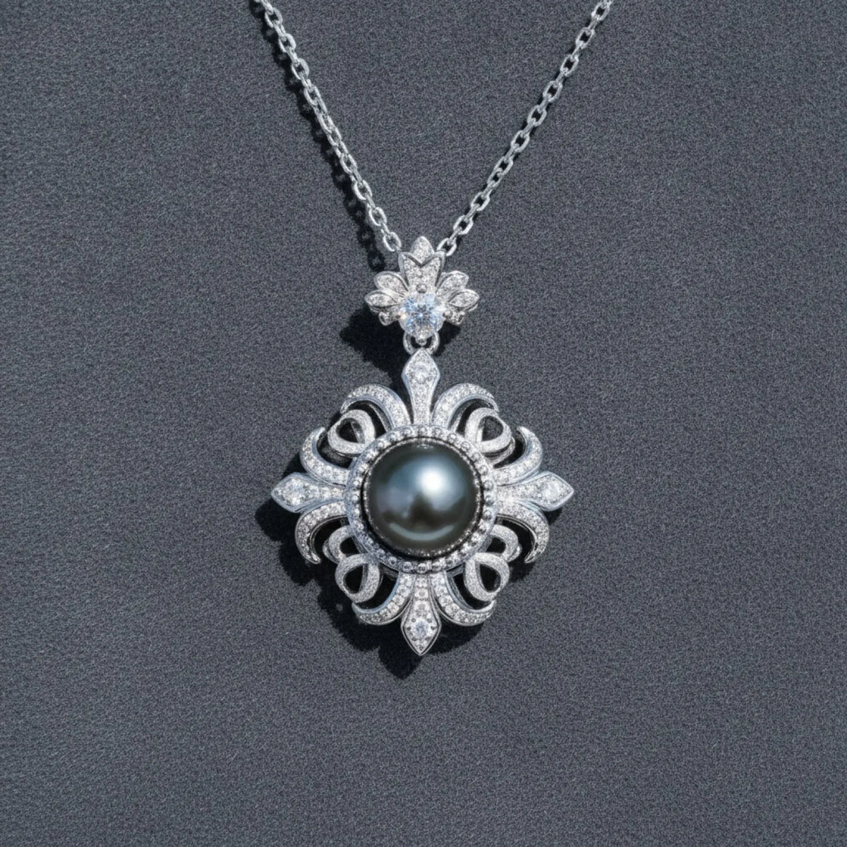 Pendentif Perle de Tahiti Iris Diamant Argent