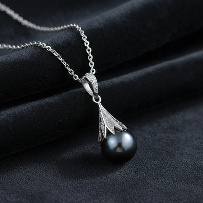 Collier Argent Feuille Perle de Tahiti Moissanite