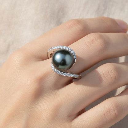 Bague Perle de Tahiti Argent & Moissanites