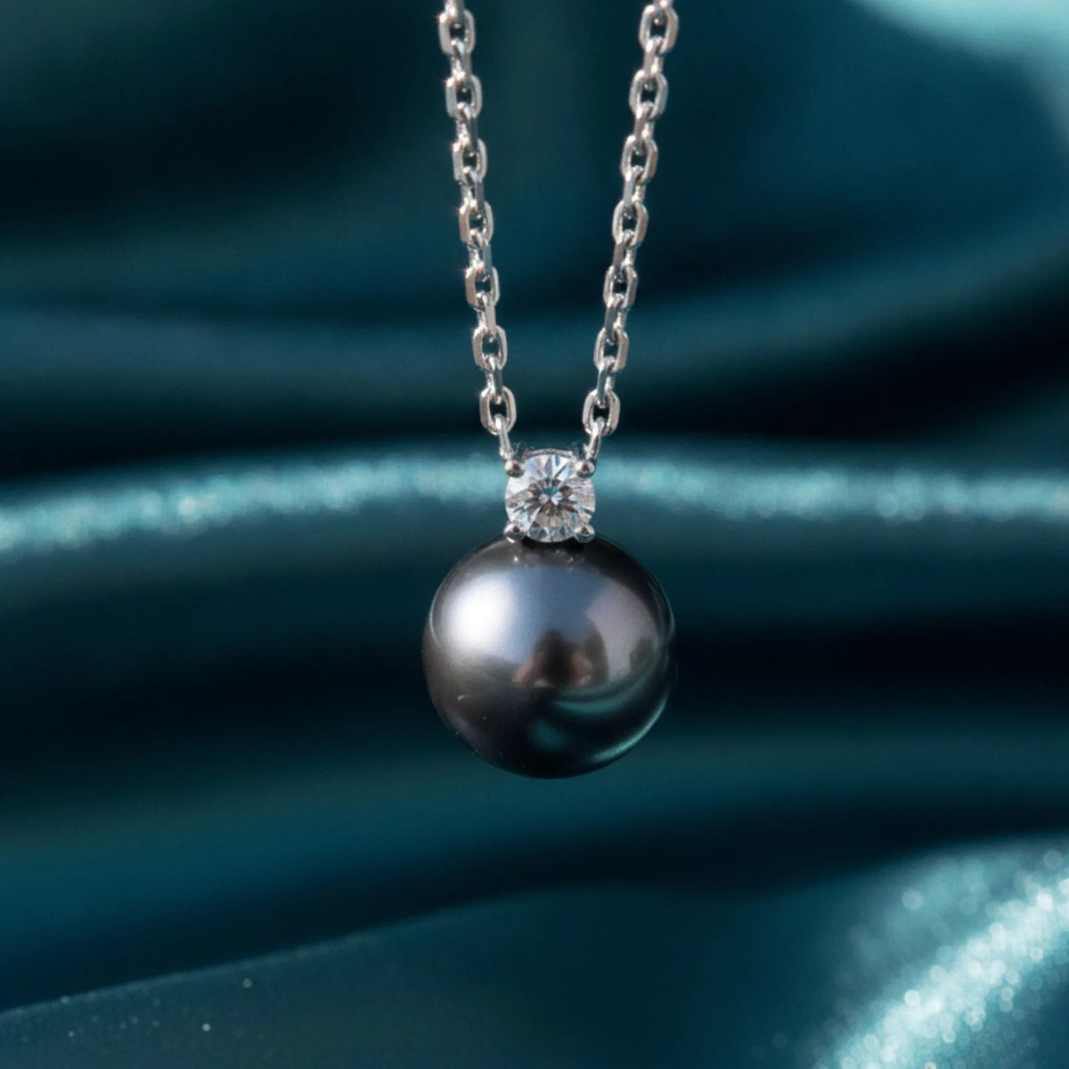 Pendentif Perle de Tahiti Or Blanc & Moissanite