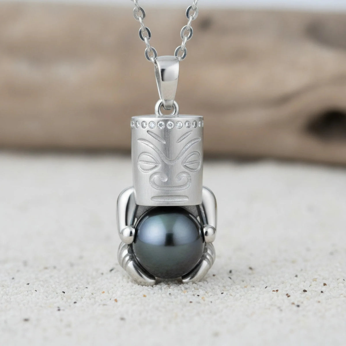 Pendentif Tiki Perle de Tahiti Argent 925