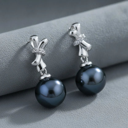 Boucles d'Oreilles Perle Noire Tahiti Argent 925 Moissanite