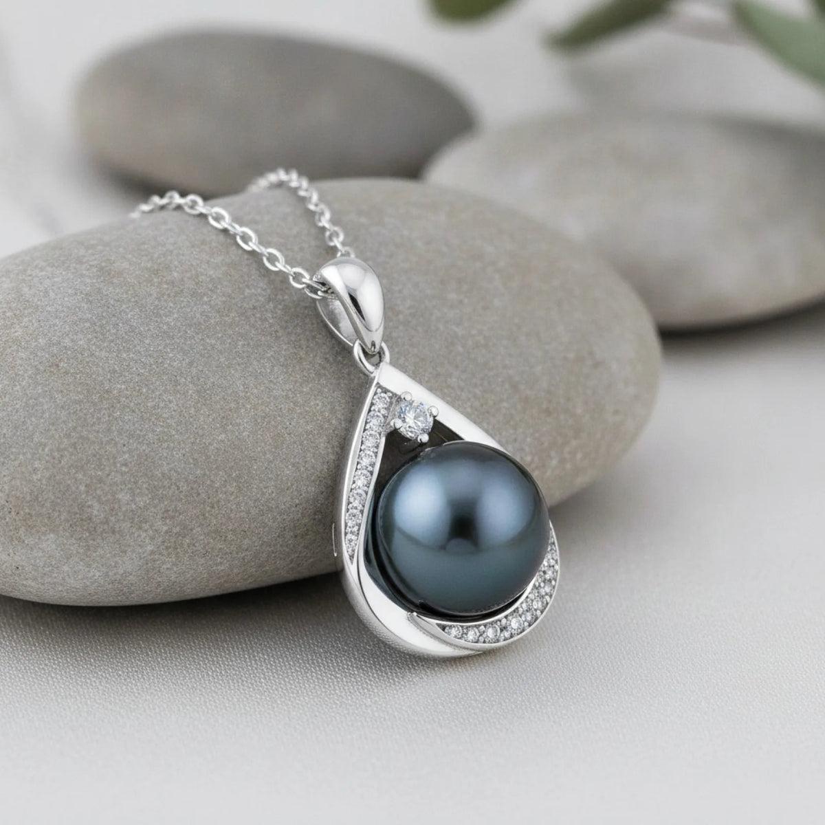 Pendentif Perle de Tahiti Hine Argent Massif & Moissanite