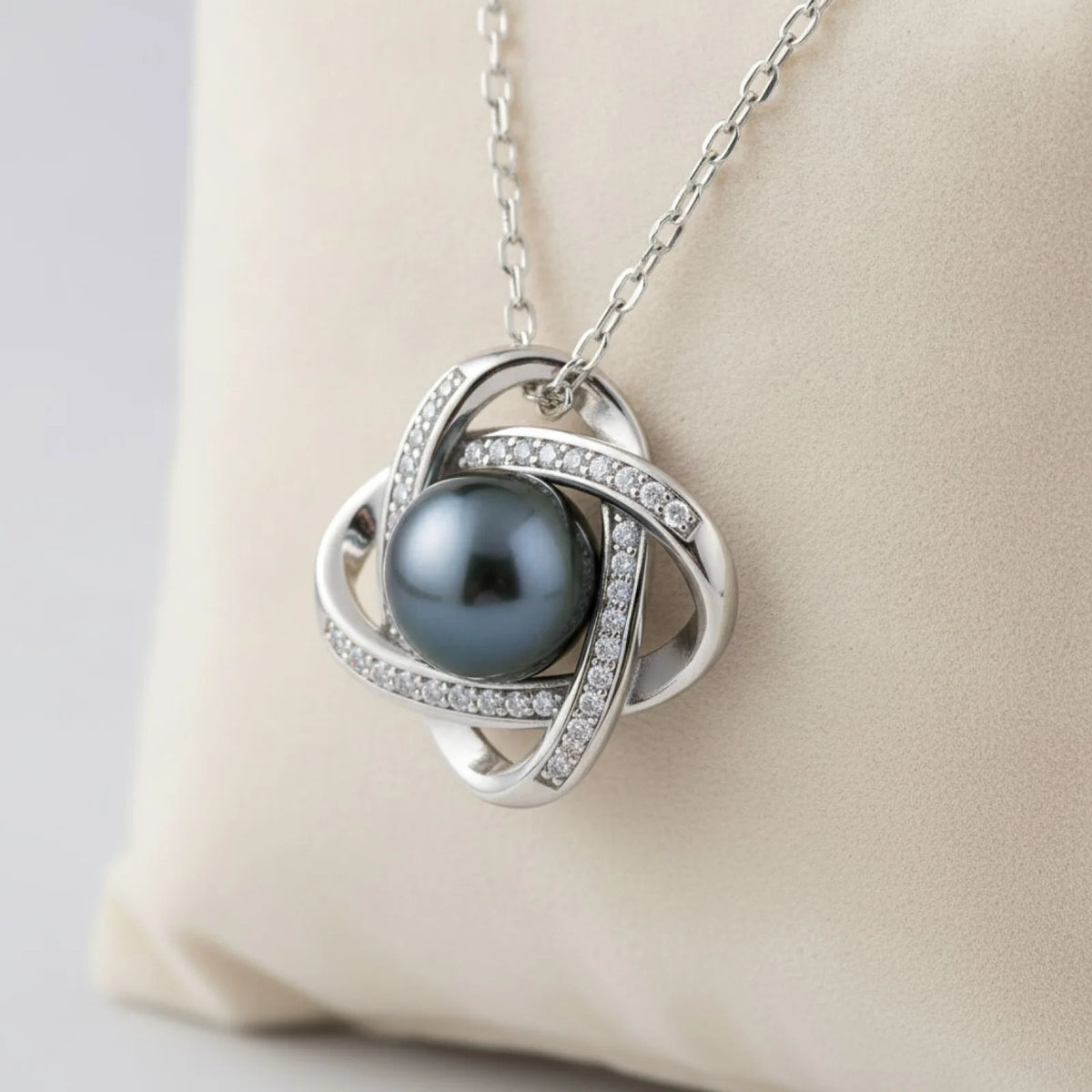 Collier Perle de Tahiti AAA Argent & Moissanite