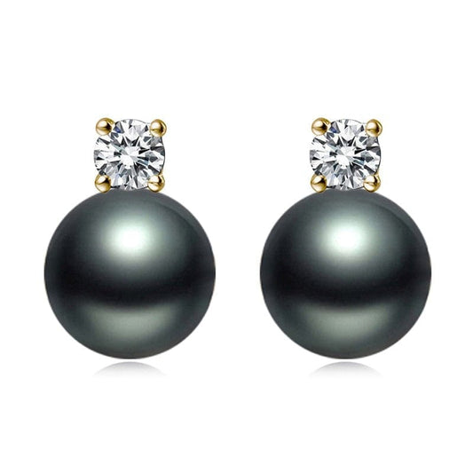 Boucles d'Oreilles Perle de Tahiti Or Jaune 18K Aria