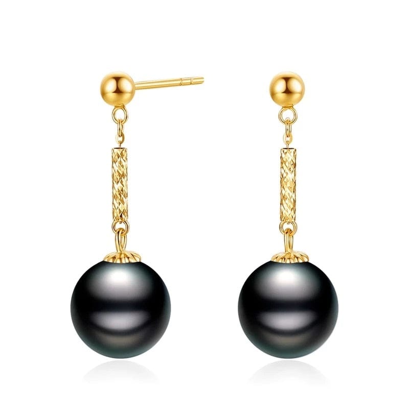 Boucles d'Oreilles Perle de Tahiti Or Jaune 18K