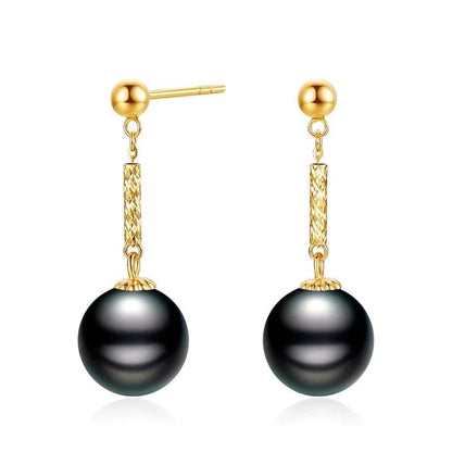 Boucles d'Oreilles Perle de Tahiti Or Jaune 18K