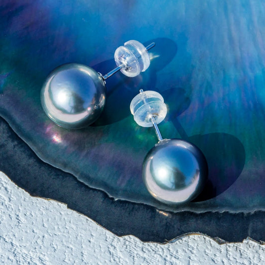 Boucles d'Oreilles Perle de Tahiti Or Blanc 18K