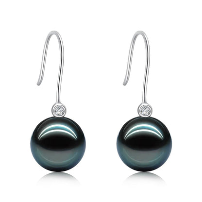 Boucles d'Oreilles Perle de Tahiti Or 18k Moissanite Ava