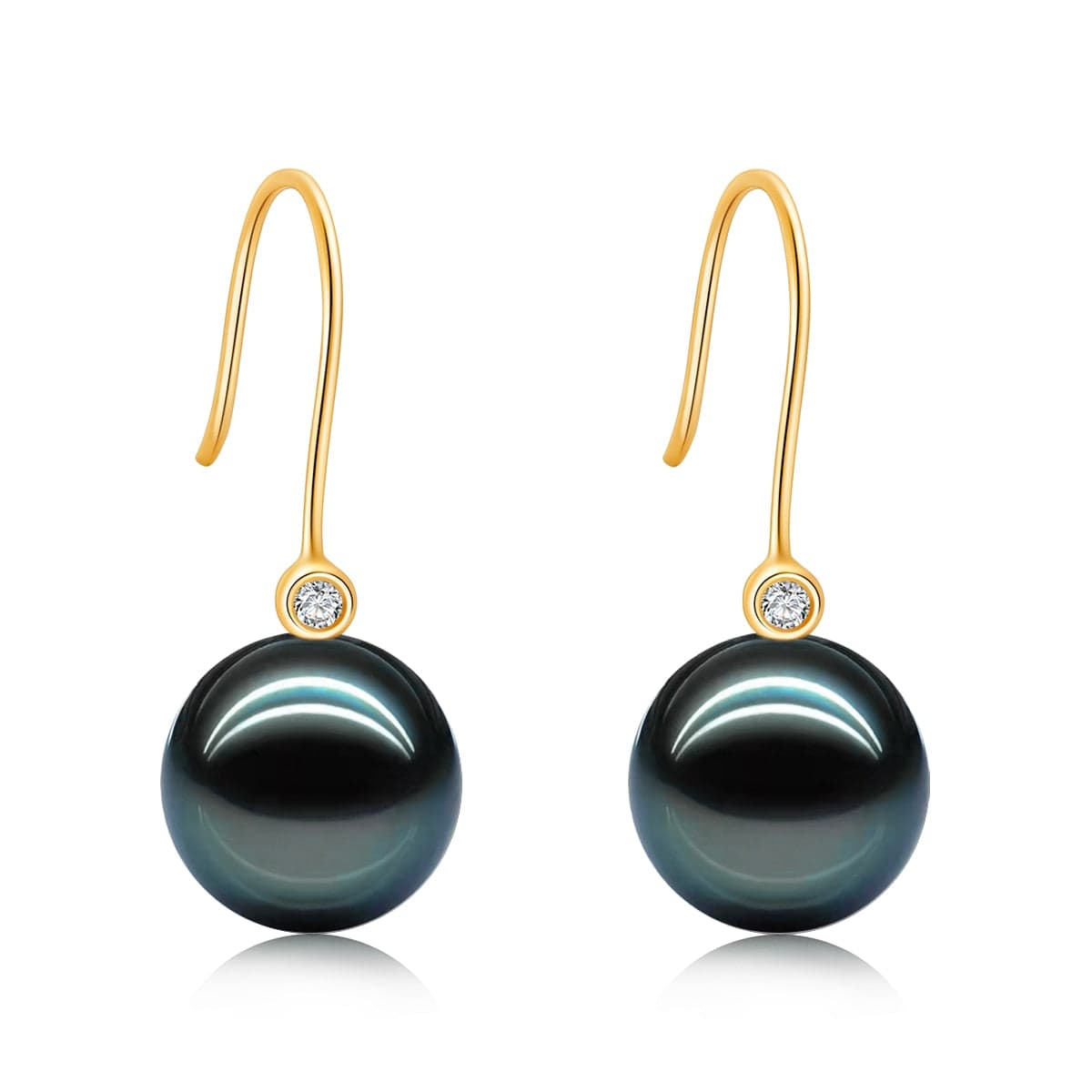 Boucles d'Oreilles Perle de Tahiti Or 18k Moissanite Ava