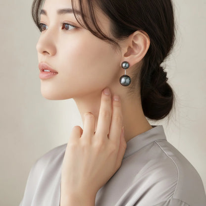 Boucles d'Oreilles Perle de Tahiti Or Blanc 18K