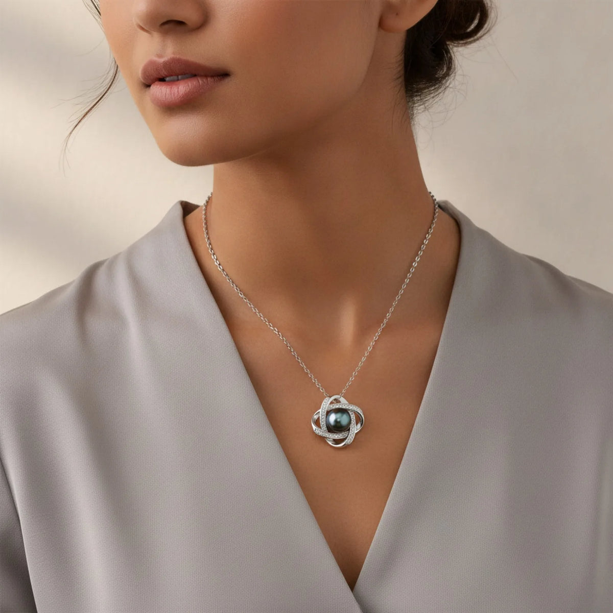 Collier Perle de Tahiti AAA Argent & Moissanite