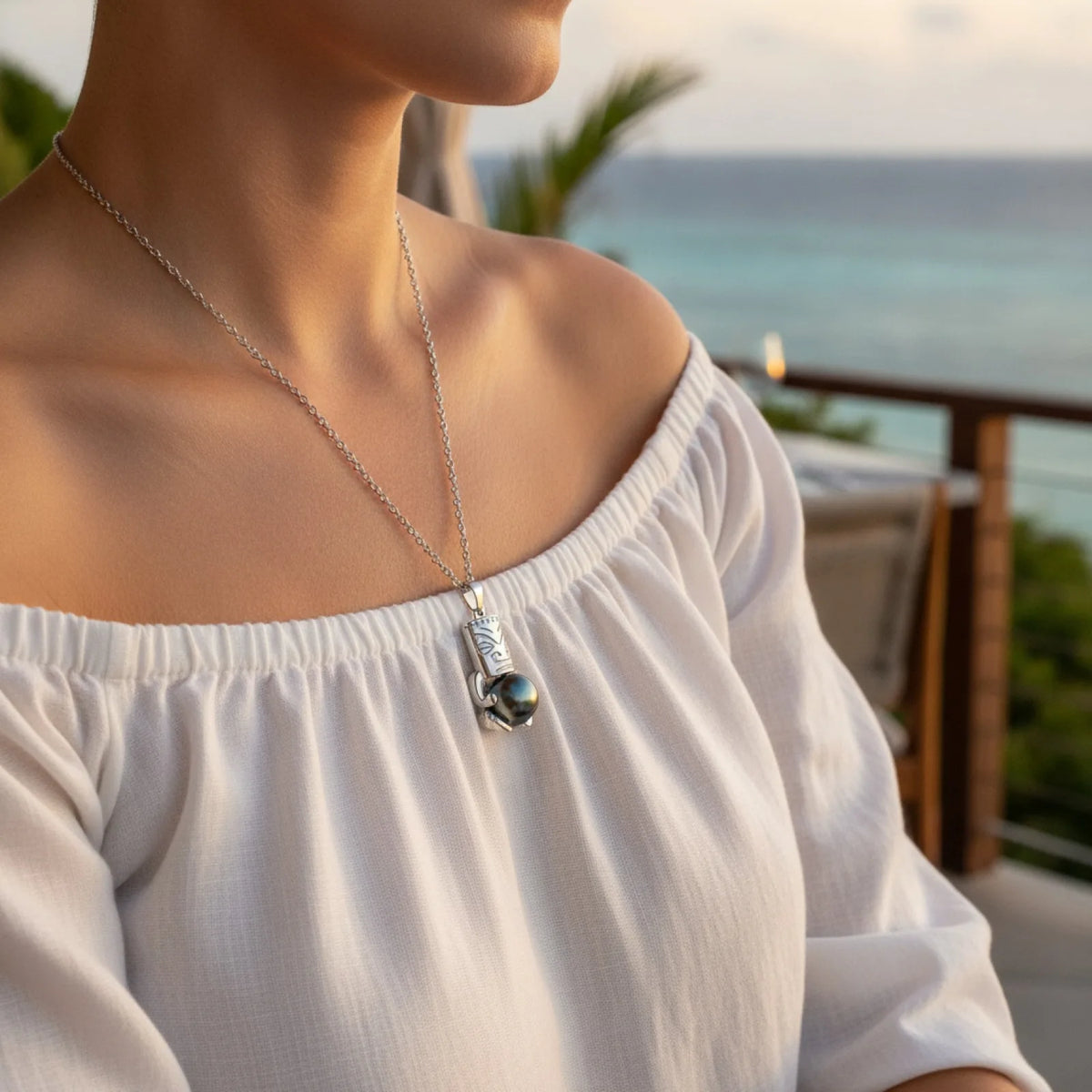 Pendentif Tiki Perle de Tahiti Argent 925