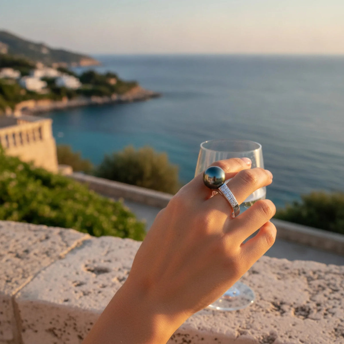 Bague Émilie Argent Perle de Tahiti Noire AAA