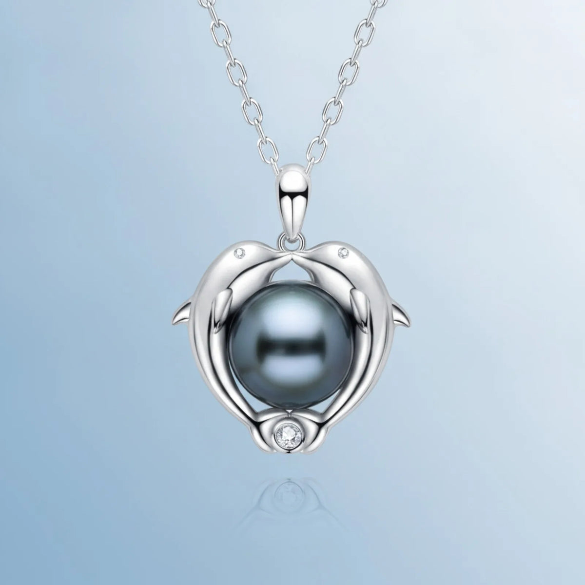 Pendentif Perle de Tahiti Dauphins Argent