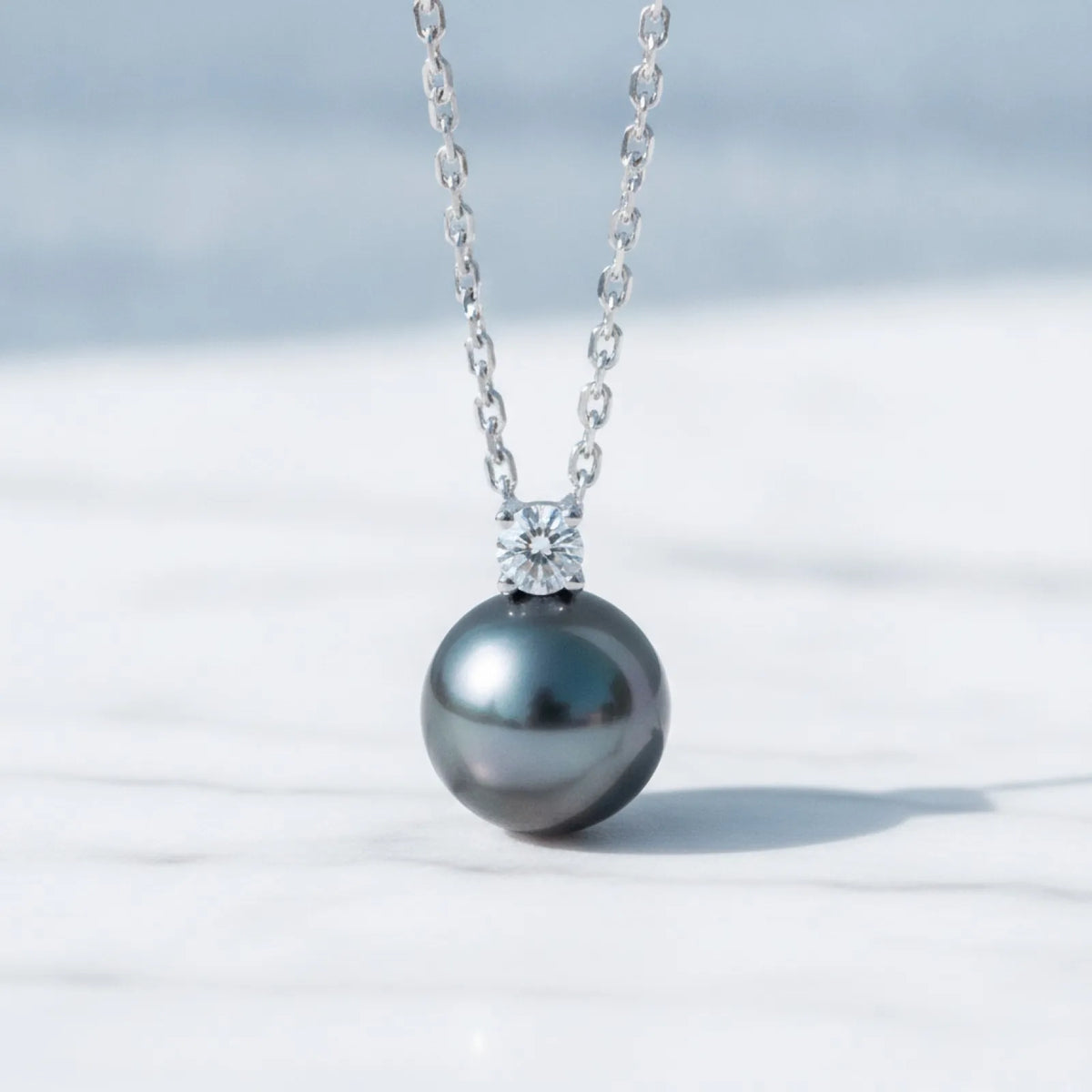 Pendentif Perle de Tahiti Or Blanc & Moissanite