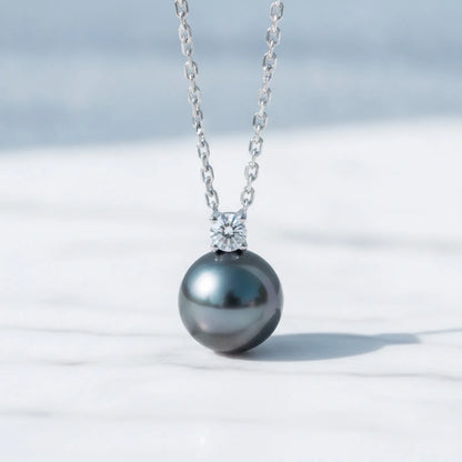 Pendentif Perle de Tahiti Or Blanc & Moissanite